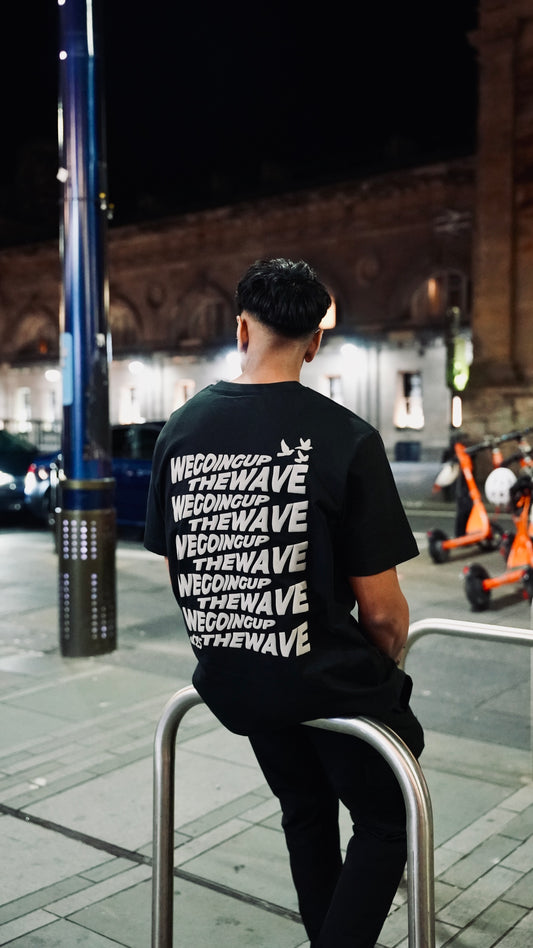 GOING UP / THE WAVE TEE - PLATINUM BLACK